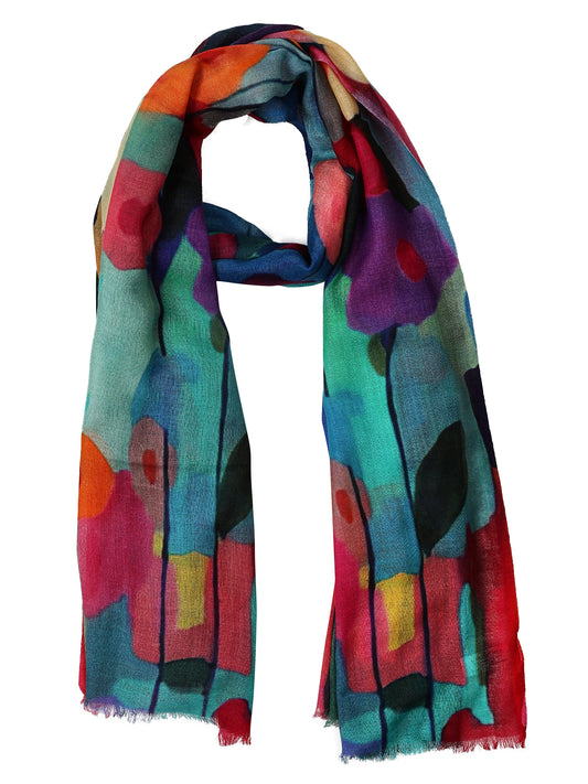 Bufanda de diseño de seda merino abstracta
