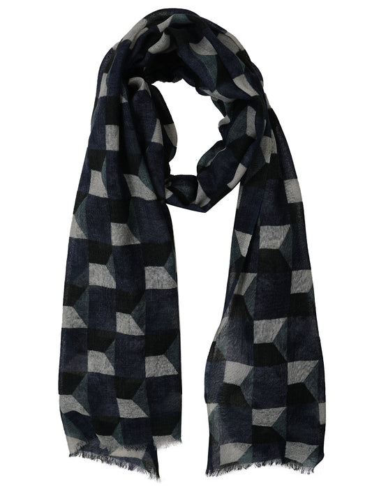 Abstract Print Merino Silk Designer Scarf