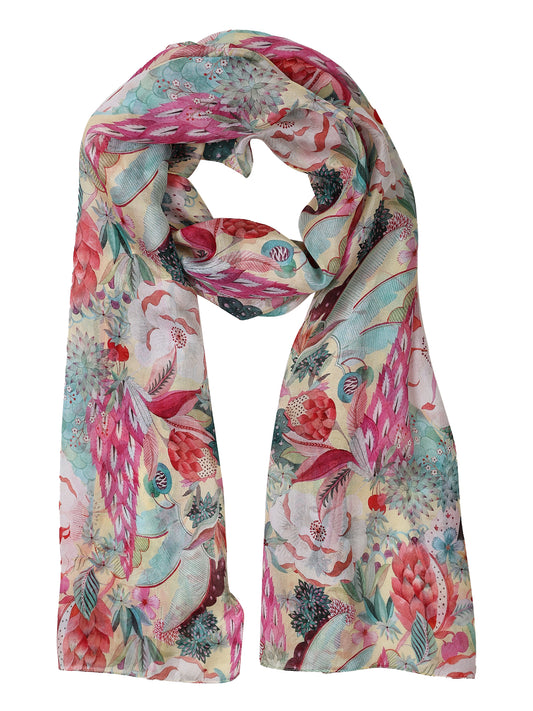 Floral Pure Silk Designer Scarf