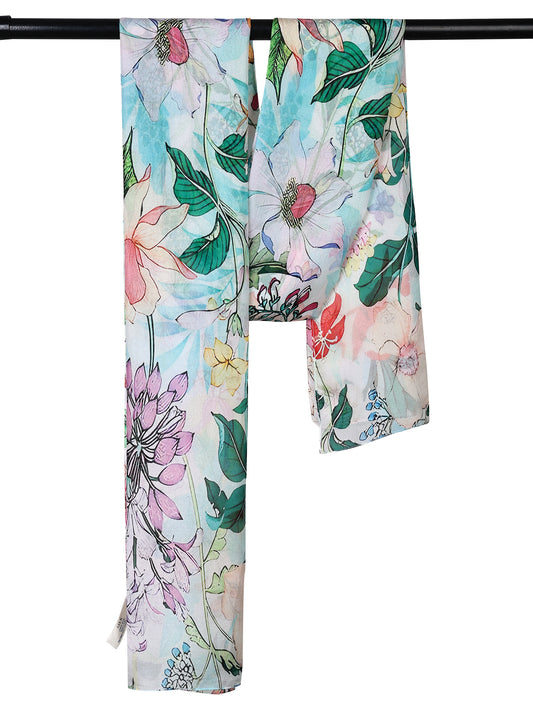 Floral Pure Silk Designer Scarf