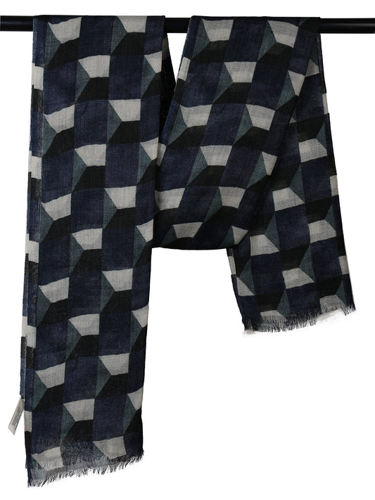 Abstract Print Merino Silk Designer Scarf