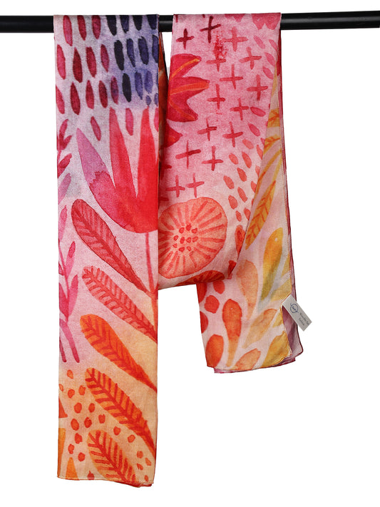 Floral Pure Silk Designer Scarf