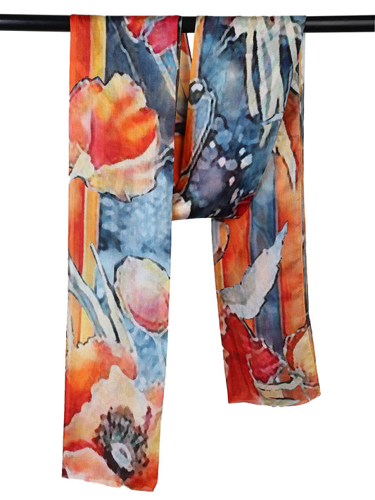 Floral Pure Silk Designer Scarf