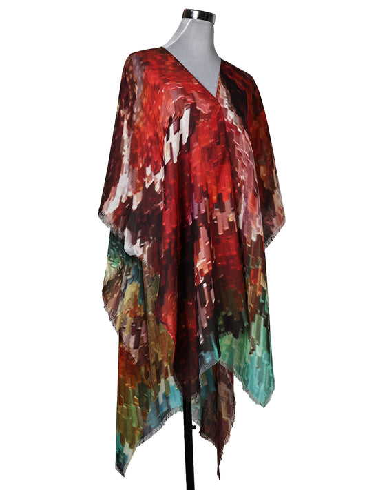 Abstract Merino Wool Travel Cape