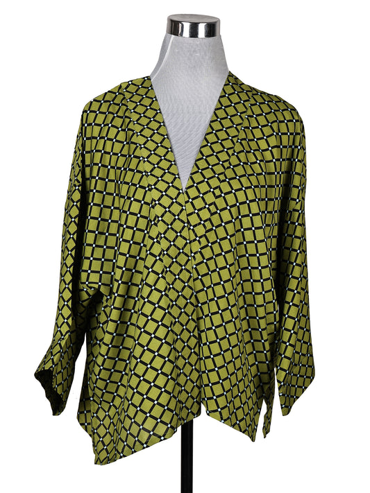 Sunlit Gridline Cotton Muslin Short Kimono