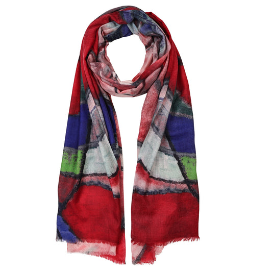 Scarlet Motion – Fine Merino Expressive Abstract Scarf
