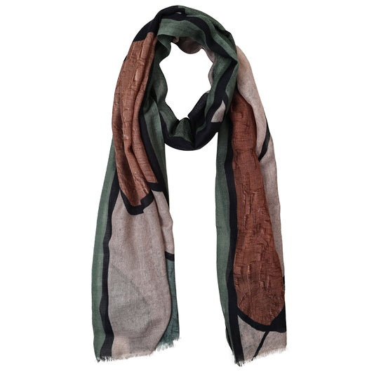 Muted Horizon Lines – Modal Silk Contemporary Abstract Scarf