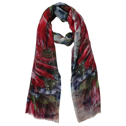 Scarlet Protea Reverie – Fine Merino Scarf