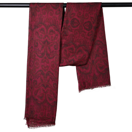 Crimson Damask Royale – Modal Silk Scarf