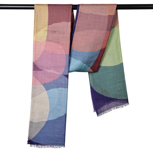 Midnight Orbit – Modal Silk Contemporary Geometric Scarf
