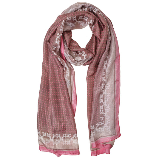 Blush Heritage Border – Pure Silk Classic Pattern Scarf