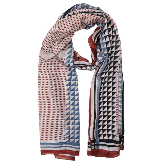 Heritage Geometry Stripe – Pure Silk Contemporary Border Scarf