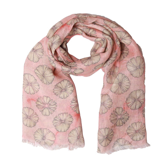 Japanese Floral Print Linen Designer Scarf