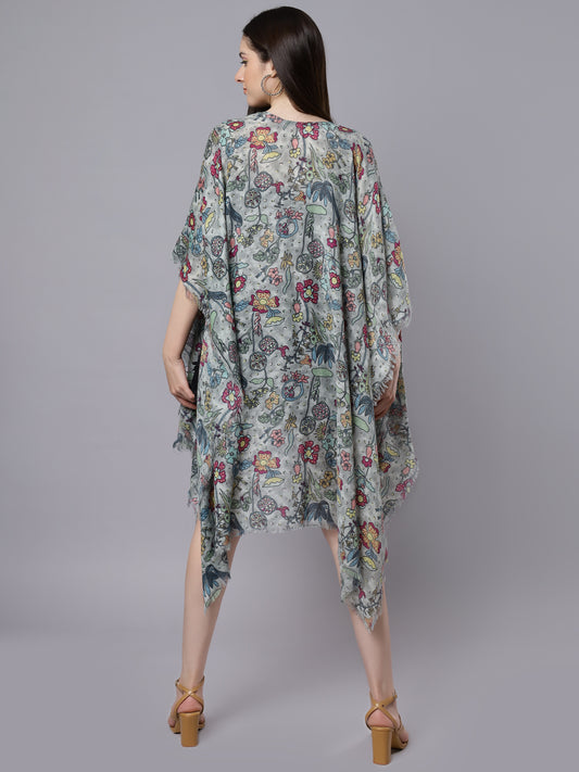 Floral Merino Wool Travel Cape