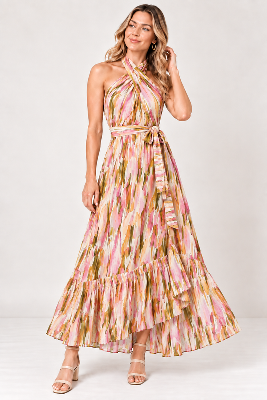 Abstract Brushstroke 3-Way Wrap Rayon Skirt