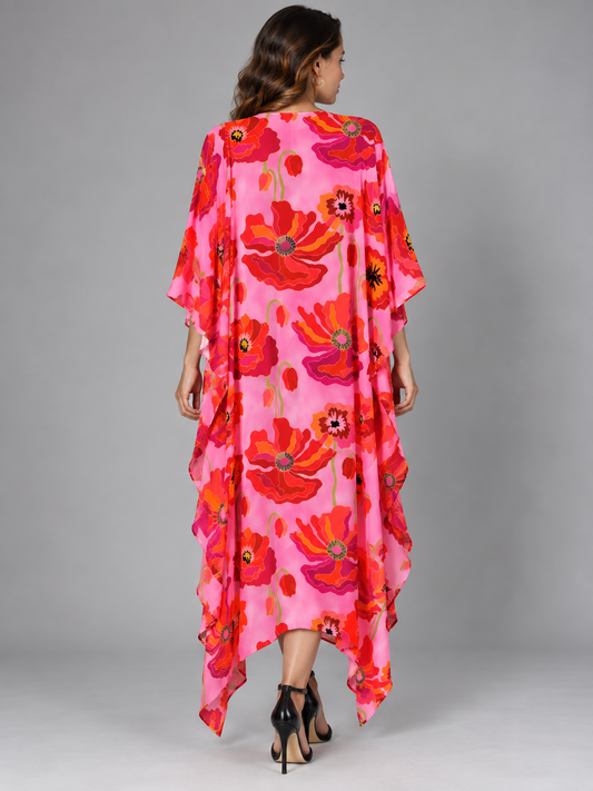 Kimono con abertura larga y estampado floral