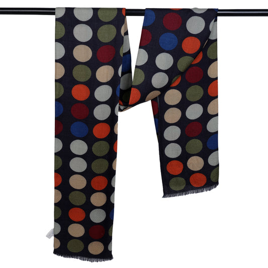Geometrical Dots Print  Merino Silk Designer Scarf