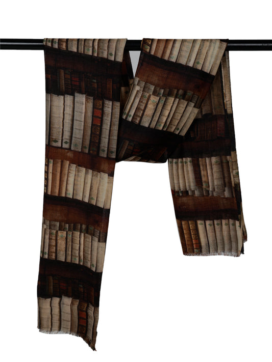 BookShelf Print  Merino Silk Designer Scarf