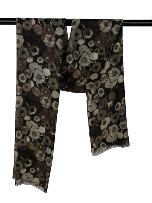Midnight Bloom Merino Silk Scarf – Floral Designer Print