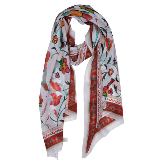 Floral Pure Silk Designer Scarf