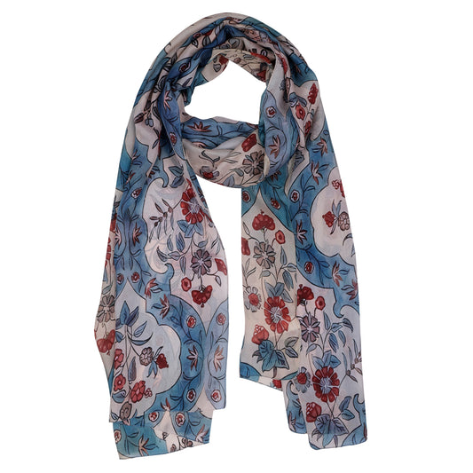 Floral Pure Silk Designer Scarf