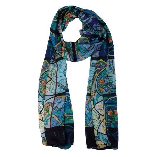 Stain Glass Architectural Pure Silk Designer Scarf