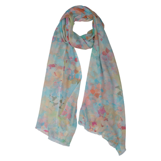 Pastel Confetti Scarf – Modal Silk Wrap | Abstract Mosaic Celebration Print