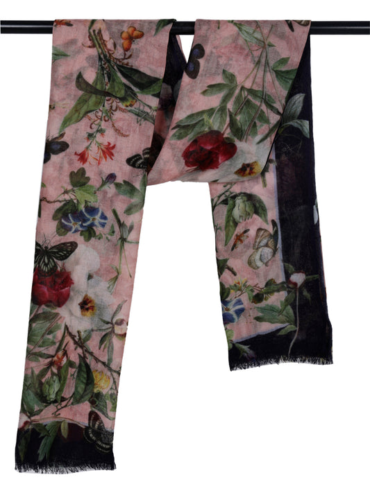 Floral Merino Silk Designer Scarf