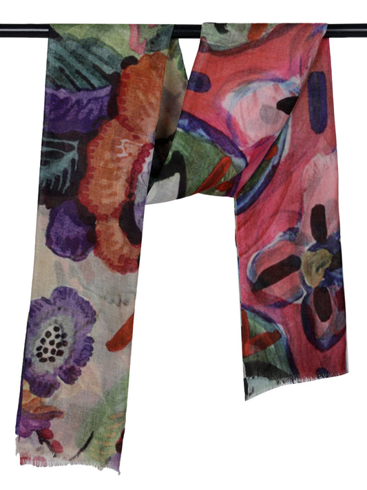 Floral HandPaint Print Modal Silk Designer Scarf