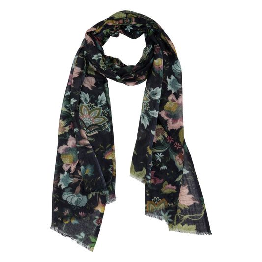 Floral Merino Silk Designer Scarf