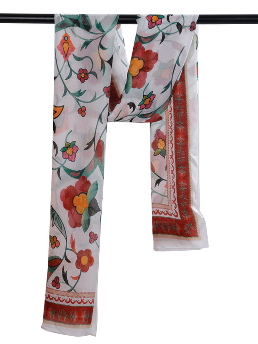 Floral Pure Silk Designer Scarf