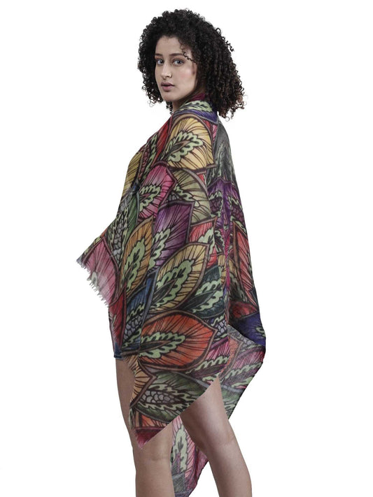 Floral Merino Silk Designer Scarf