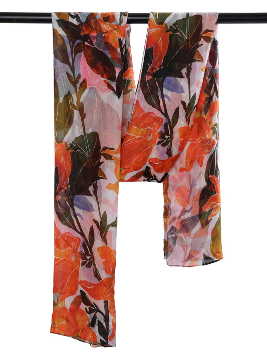Floral Pure Silk Designer Scarf
