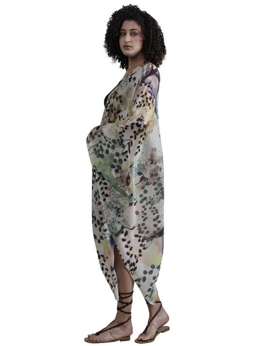 Floral Fine Twill Merino Silk Designer Scarf
