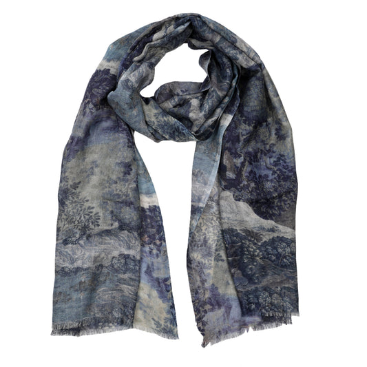 Abstract Print Fine Merino  Designer Scarf