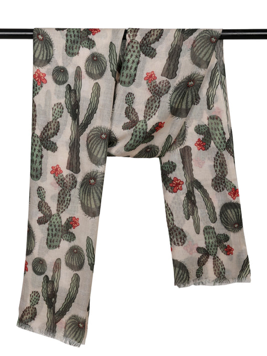 Cactus Print Modal Silk Designer Scarf