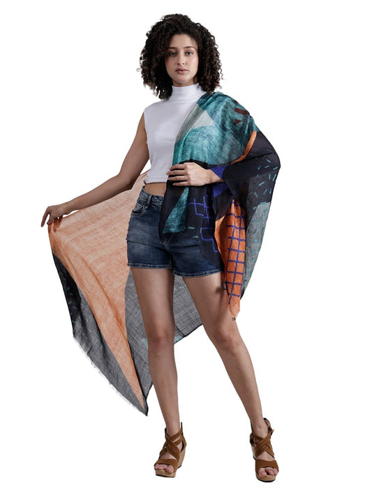 Geometrical Merino Silk Designer Scarf