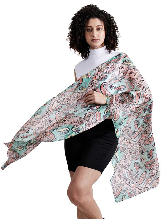 Paisleys Geometrical Merino Silk Designer Scarf