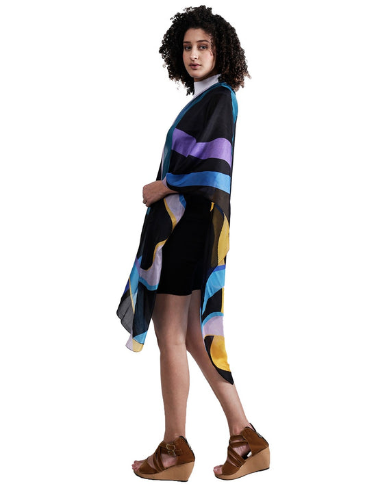 Abstract Print Pure Silk Designer Scarf