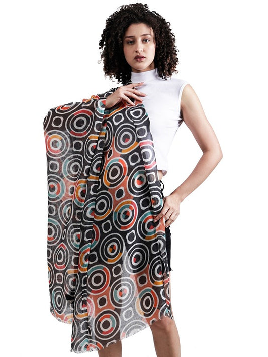Geometrical Merino Silk Designer Scarf