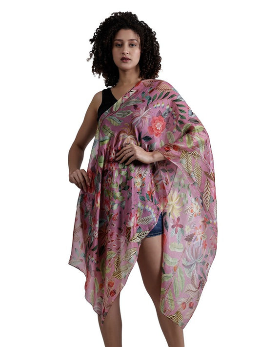 Floral Pure Silk Designer Scarf