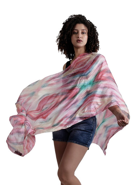 Prism Dream Geometric Scarf – Modal Silk Designer Wrap | Pastel Diamond Mosaic Pattern