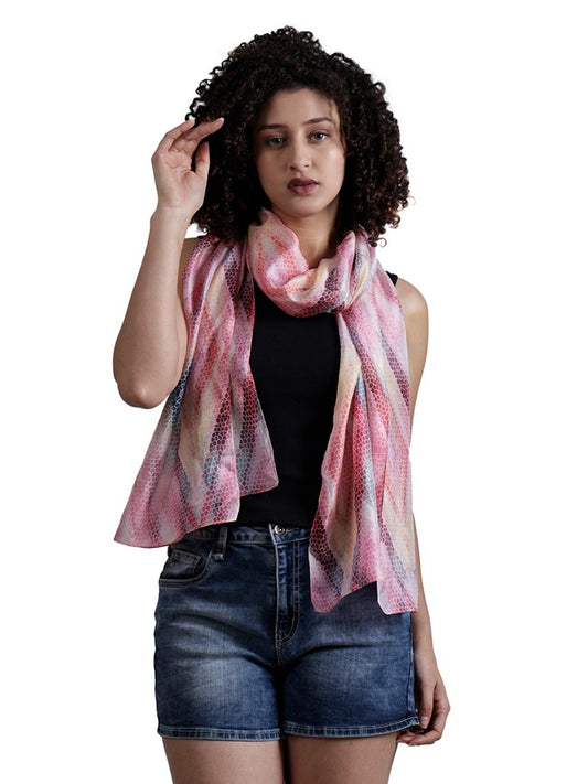 Prism Dream Geometric Scarf – Cotton Voile Designer Wrap | Pastel Diamond Mosaic Pattern