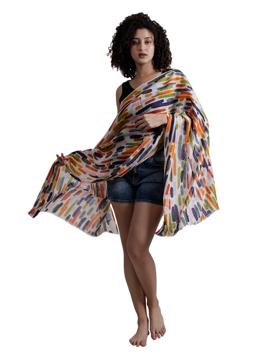 Abstract Print Pure Silk Designer Scarf