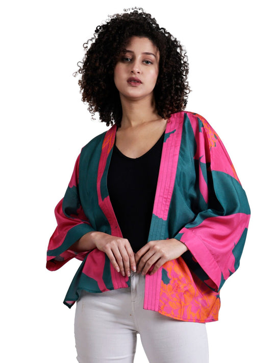 Floral Cotton Muslin Short Kimono