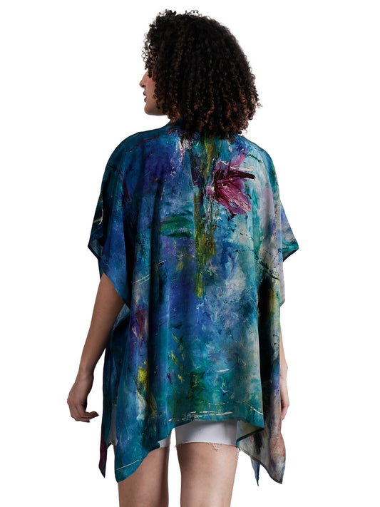 Abstract Art Viscose Crepe Kaftan Cape