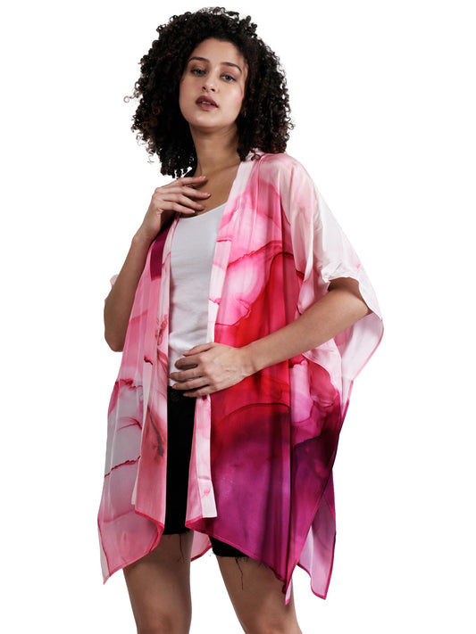 Water Color Art Viscose Crepe Kaftan Cape