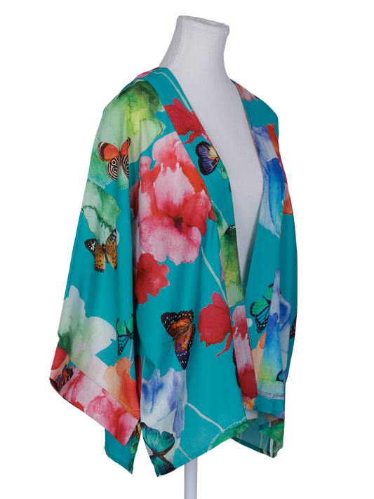 Kimono corto de muselina de algodón con estampado floral