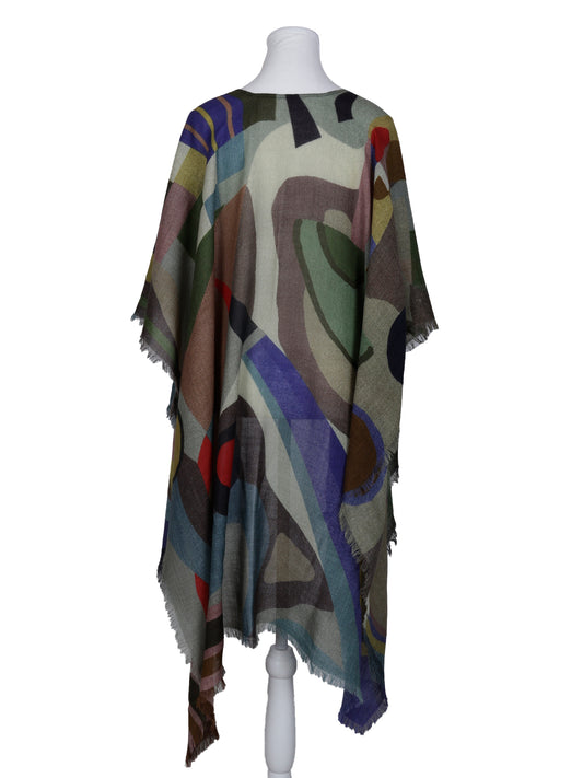 Abstract Art Merino Wool Travel Cape