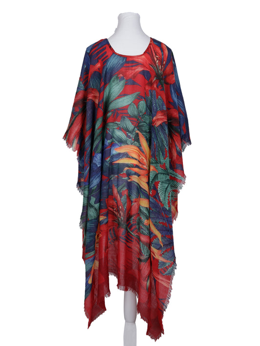 Floral Art Merino Wool Travel Cape